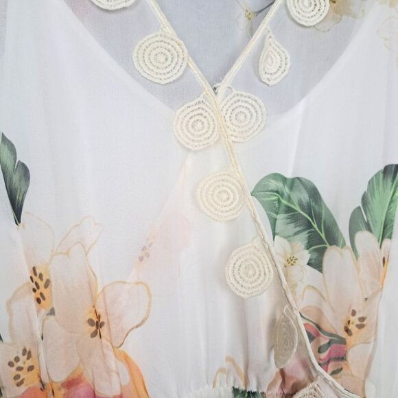 Farm Rio for Anthropologie Sheer Flutter Sleeve Eloisa Floral Dress NWOT Size M - Picture 3 of 5